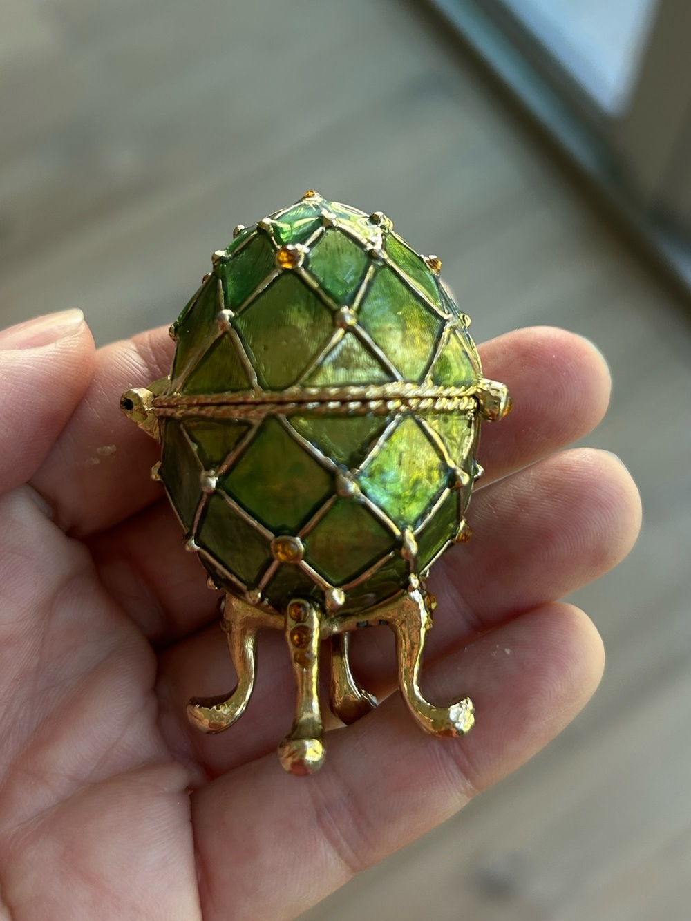 Vintage MONET Egg-Shaped Jeweled Enamel Trinket Box